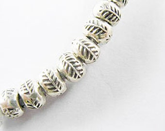 15 of Karen Hill Tribe Silver Leaf Imprint Beads 5x3.5 mm. :ka3562