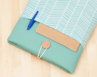 Macbook air 13 case / Laptop case / Macbook pro 13 sleeve / Laptop sleeve / padded with pockets - sea lines -