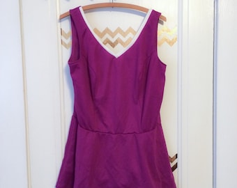 Cute Purple and White Vintage Swimsuit Romper