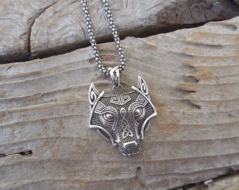 ON SALE Celtic wolf necklace handmade in sterling silver 925