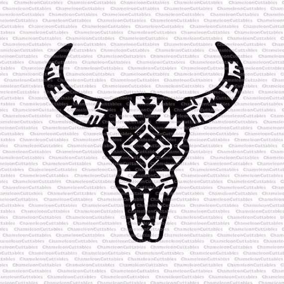 cow skull with aztec pattern SVG eps png jpeg dxf