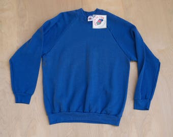 vtg 90's DEADSTOCK Fruit of the Loom Crewneck Sweatshirt NOS Blue Size L USA made 50/50 FotL