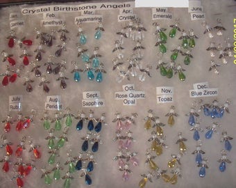 Crystal Birthstone Angel Charm, Pendant - All Months Available