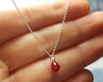 Genuine Ruby Necklace July Birthstone Necklace July Birthstone Jewelry Womens Gift Ruby Gemstone Necklace Ruby Pendant Ruby Neccklaces Wife