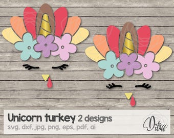 Unicorn turkey face svg, unicorn turkey, unicorn turkey cricut, unicorn turkey silhouette, cut file, svg, dxf, jpg, png, eps, pdf, ai