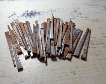 Vintage Nails, Square Nails, Cut Nails, Rusty Nails, Salvaged Nails - Lot of 40 Square Cut Nails