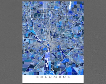 Columbus Map Art Print, Columbus Ohio, City Street Map