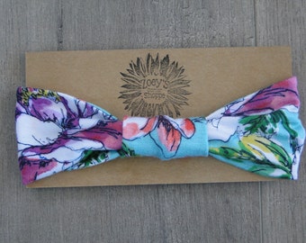 Turban floral headband, adult turban, baby turban, adult headband, baby headband, mint floral turban, stretchy jersey headband, soft turban