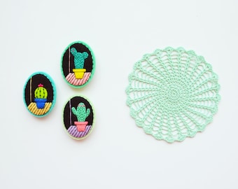 Cactus Brooch / Felt Cactus Pin / Felt Succulent / Succulent Brooch / Cute Cactus Felt Brooch / Illustrated Cactus Felt Pin / Bold Cactus