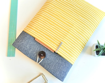 MacBook Pro Case Custom Sized Laptop Sleeve 13 inch MacBook Pro 13.3" 15.4" - Mustard Yellow Stripes