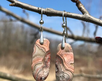 Crazy Lace Agate, sterling silver, earrings