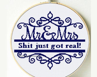 Funny cross stitch pattern wedding cross stitch funny wedding wall art sassy subversive cross stitch maught gift anniversay newlyweds