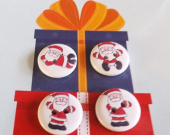 20 Santa buttons Santa Claus buttons wooden Christmas buttons