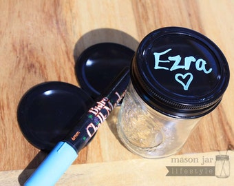 3-Pack Chalkboard / Chalk Lid Inserts for Regular Mouth Mason Jars | Mason jar Labels | Mason Jar Chalkboard Lids | Tags | Reusable Lids