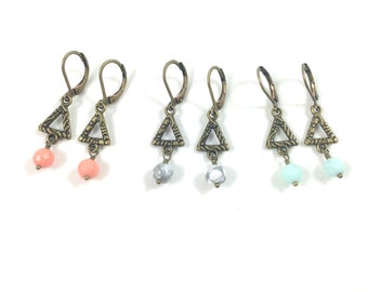 Triangle Earrings, Dangle Triangle Earrings, Triangle Drop Earrings, Tiny Drop Earrings, Tiny Dangle Earrings Boho Jewelry Geometric Jewelry