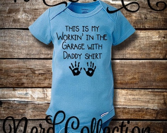 Baby Onesie Working In the Garage With Daddy Mechanic Tools Car Daddy's Little Helper New Dad Baby Shower Gift Clothing Gerber Pink Blue
