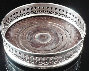 Silver Wine Coaster, Sterling, Slide, English, Tableware, Vintage, Pierced, Hallmarked London 1983, REF:379H