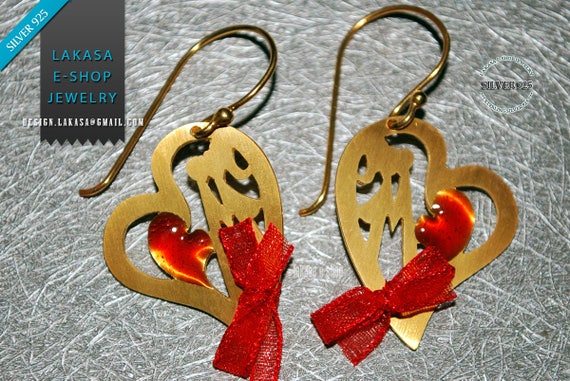 Heart Earrings Red Enamel Sterling Silver 925 Handmade Jewelry Best Gift Ideas for her Valentine Day Anniversary Woman Love Girlgriend Wife