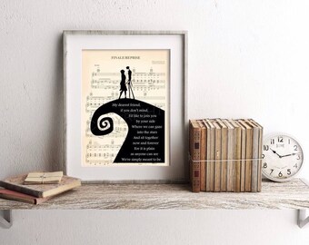Nightmare Before Christmas Simply Meant To Be Sheet Music Art Print