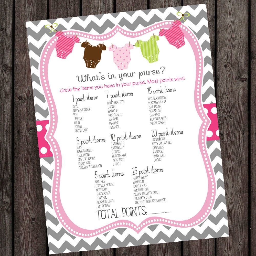 Baby shower purse game instant download at purchase