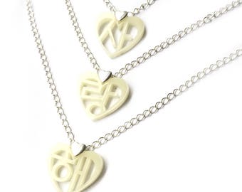 Korean Hangul I Love You Necklace (Sarang hae) Black Ivory 3 Tier, Valentines Gift For Her, Korean Anniversary Wedding, Vday Kpop Present
