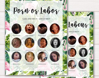 Tropical Porn or Labour Game, Labor or Porn Baby Shower Game, Porn or Labor, Labour or Lovin Baby Shower Game, Funny Baby Shower, Baby Games