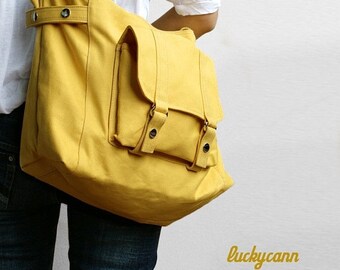 Mother s Day Big Sale CARSON // LemonChiffon / Line with Beige / 032 / Ship in 3 days // Messenger / Diaper bag / Shoulder bag / Tote bag /