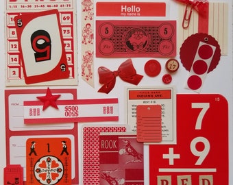 Everything RED Vintage Ephemera Collection | 25+ pieces | Mixed Media | Junk Journal | Scrap Pack | Inspiration Kit | Paper Arts & Crafts