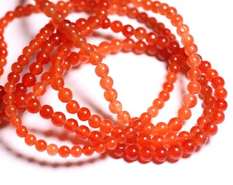 40pc - pearls - balls 4mm Orange Jade - stone 4558550025470