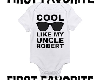 Cool Like My Uncle Custom Baby Onesie Bodysuit Shirt Customizable Pregnancy Announcement Shower Gift Infant Newborn - 24M Funny Cute Unique