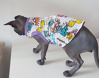 90s CARTOON KITTY - 90s cartoon character sphynx cat t shirt / top / clothes