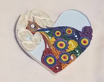 Rainbow Heart Quilled Magnet