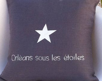 Cushion cover in linen with handwriting textile 40cmX40cm