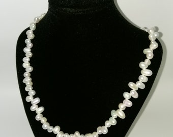 White Fresh Water Pearl Necklase with Sterling Silver Lobster Clast