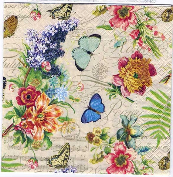 Decoupage Napkins Summer of Butterflies and Flowers