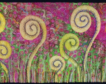 Handmade Art Quilt - Fiddleheads