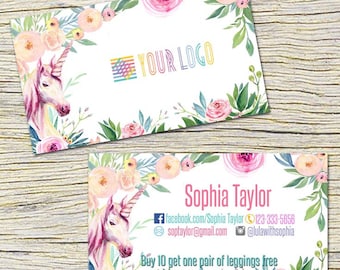 Unicorn Punch Cards,Business Cards, Fast Free Personalization and Change, Digital Punch Cards,Home Office Punch Card,Mandala Business card