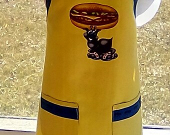 Whimsical "Ants" Cooking Apron. What's a picnic, without ants? Yellow and blue. 22 1/2 inches long. Two pockets