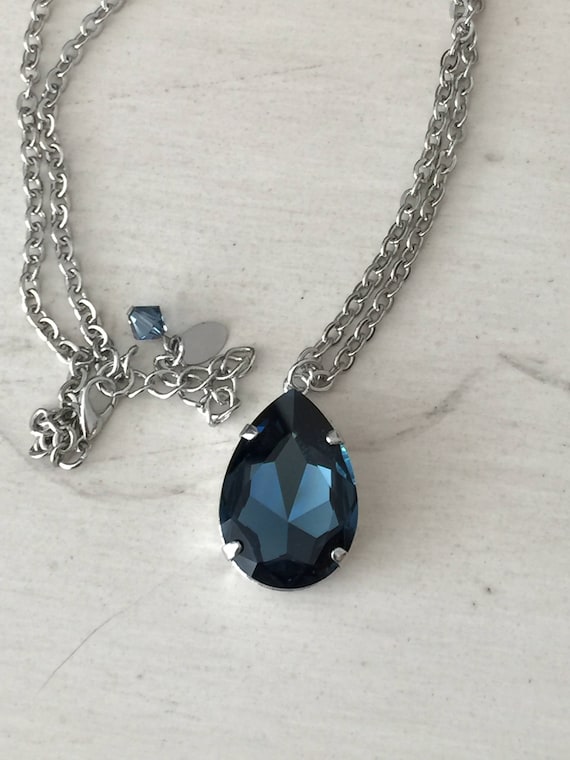 Montana Swarovski Pear Crystal Necklace, Silver