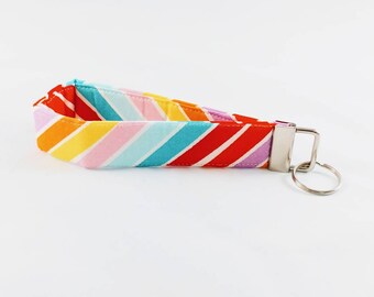 Key Fob Wristlet, Multi colored Key Chain, Pink, Purple, Blue, White