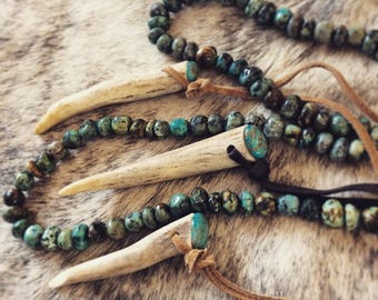 Turquoise Antler Tip Necklace