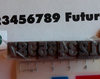 Vintage Metal Letterpress Lead Linotype Numbers Set of 10 - 0 through 9 Mixed Media Collage Steampunk Supply US Shipping Included