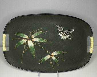 vintage green lacquerware tray Made in Japan