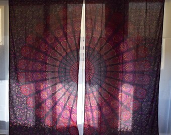 Mandala tapestry curtains, boho window treatments, boho curtains, tapestry drapes, mandala wall hanging, indian curtains, boho decor