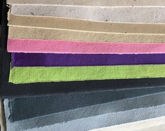 15 small pieces Cotton Rag papers, Khadi 210 gsm mixed pack, 10 x 7.5 inches/25 x 18 cm, natural fibers multi colours Indian handmade paper