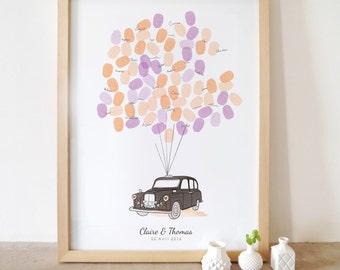 London taxi wedding guest book - Fingerprints poster