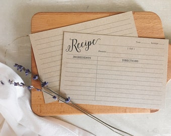 Printed Kraft 4x6 Recipe Card - Sets of 12, 25, 50