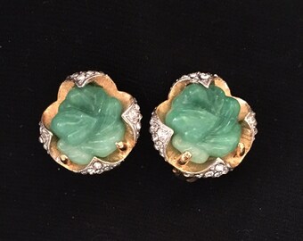 Richelieu Molded Glass & Rhinestone Earrings