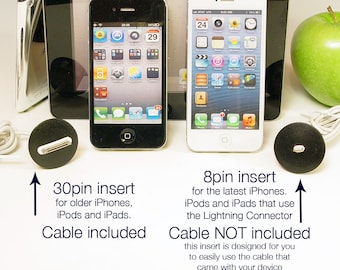 Inserts for iPhone 3, 4 and 5. Works with iPad, iPod and Nano too.