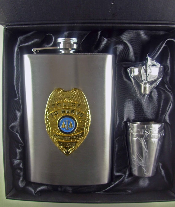 Flask Set Police Officers 6 Pieces FREE ENGRAVING